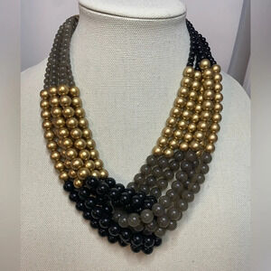 Statement Necklace - Black & Gold - Unique Piece